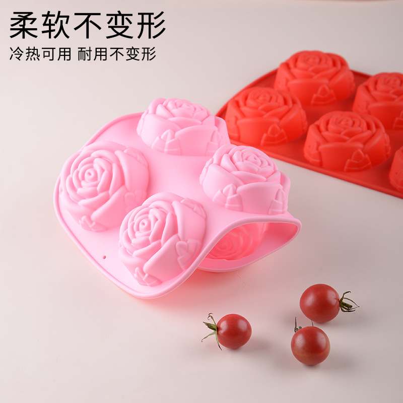 Creative rose high-temperature resistant silicone cake mold, Valentine's Day DIY handmade soap mold, candle rice cake resin mold details Picture