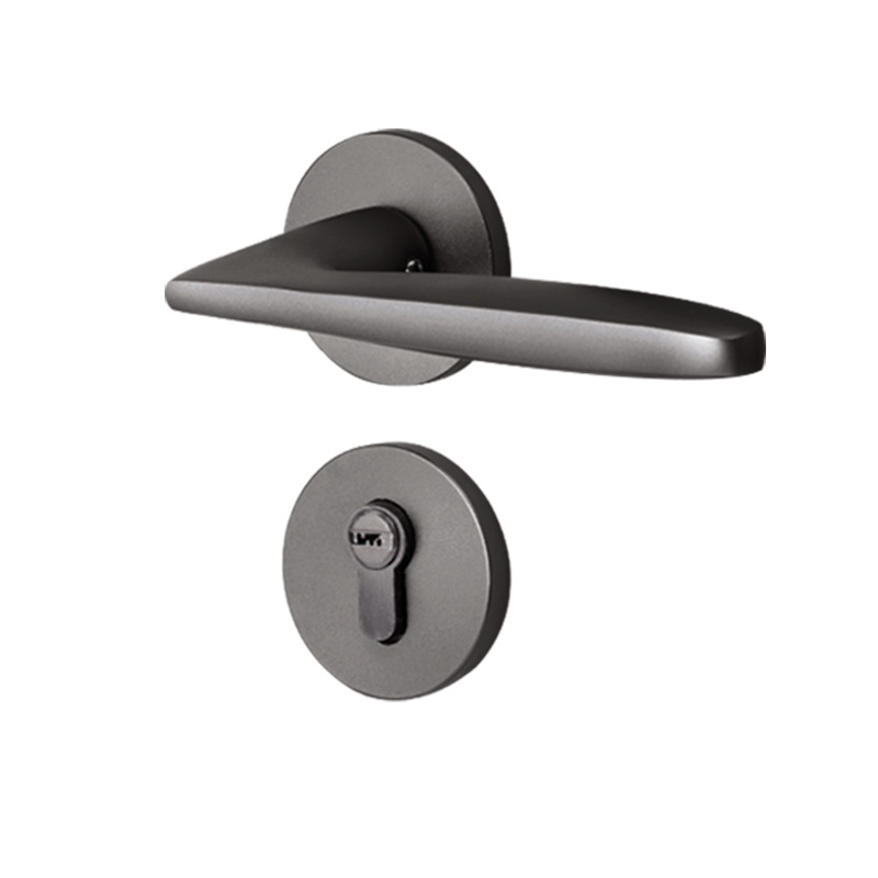 Grey Door Lock Indoor Bedroom Room Door Lock Bathroom Wooden Door Handle Simple Split Lock Magnetic Mute Lock Item Picture