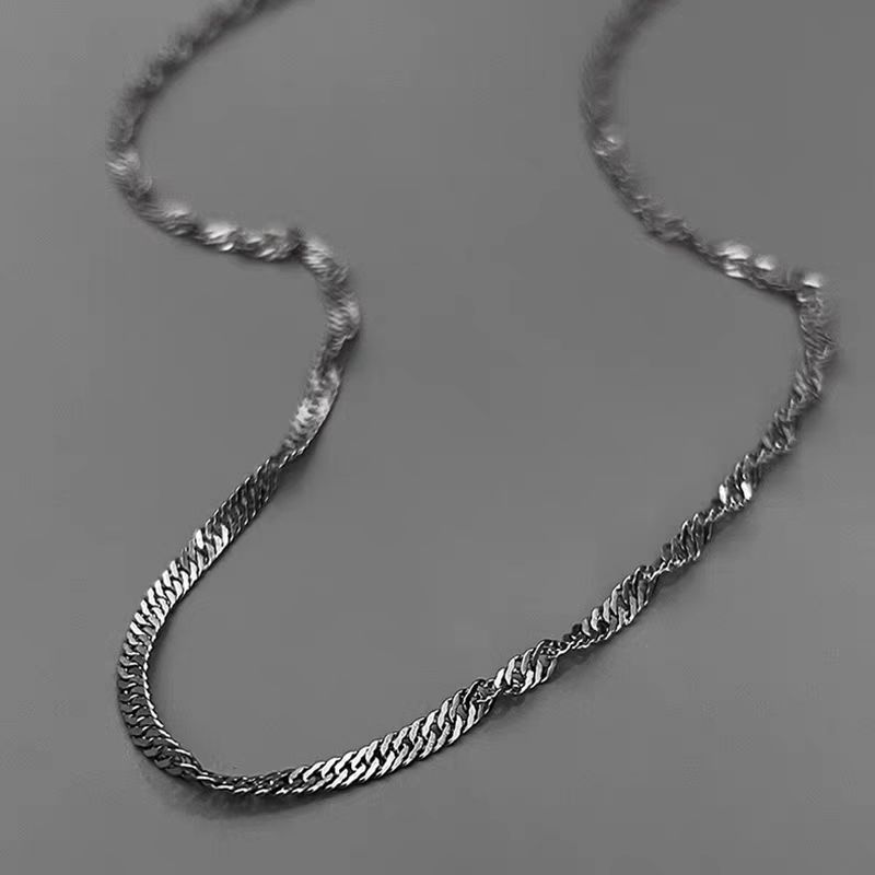 爆闪水波链项链男设计感钛钢高级感不掉色锁骨链小众素链简约项链详情10
