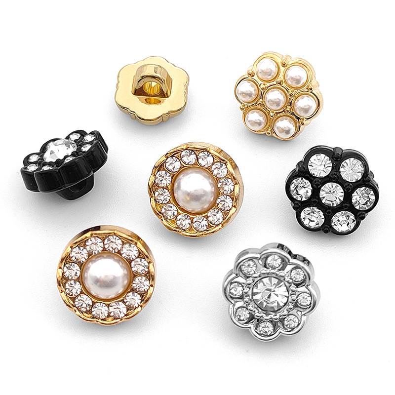 Fashionable chanel-style buttons, high-end hand-sewn diamond-encrusted pearl buttons, shirts, suits, overcoats, trench coats, metal buttons Item Picture
