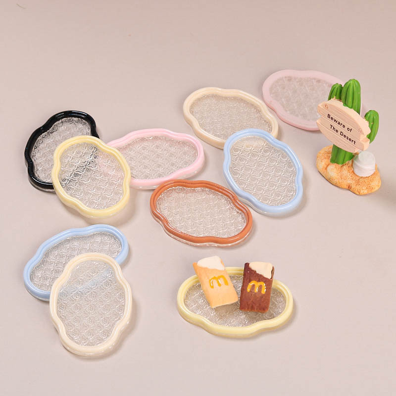 树脂配件奶油胶配饰卡通diy创意小摆件饰品装饰透色彩色雕花盘子细节图