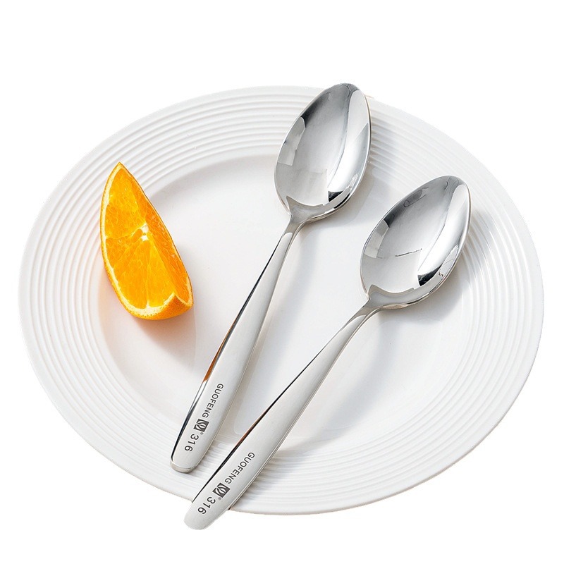 Thickened 316L Food Grade Stainless Steel Spoon Long Handle Korean Children's Small Spoon For Eating And Drinking Rice Spoon Item Picture