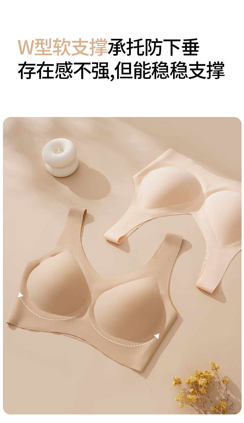 粉底液无痕隐形内衣女固定杯无钢圈大胸显小聚拢美背文胸白T不透详情4