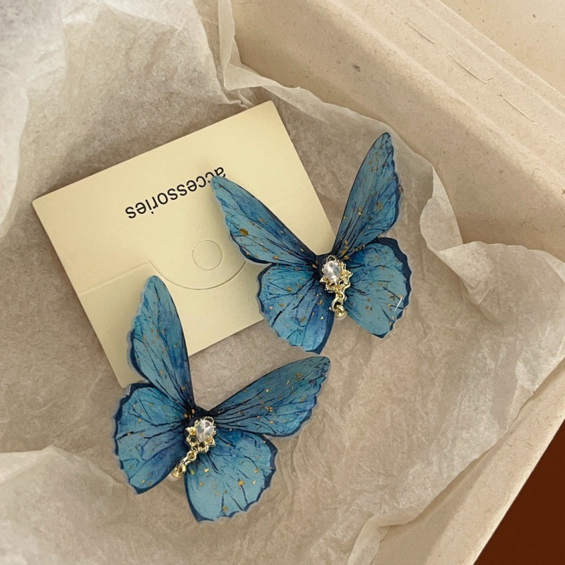 ins super fada azul mariposa hairpin mujer nuevo pequeño fresco lateral flequillo duck mori chica chica vintage hairpin Specification image