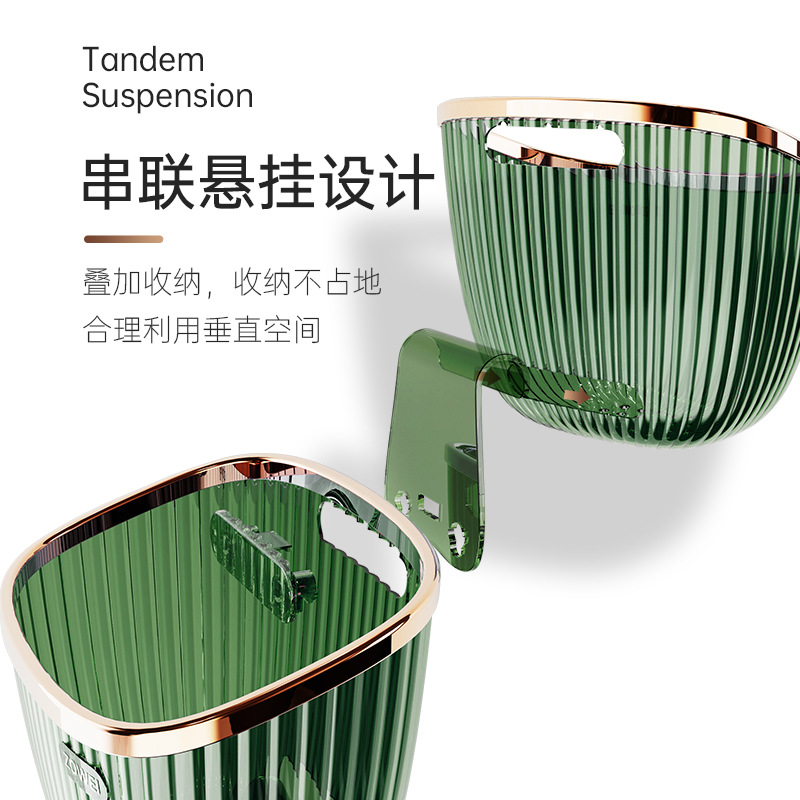 轻奢水晶挂篮浴室置物篮多功能壁挂收纳篮时尚电镀透明置物架免打孔