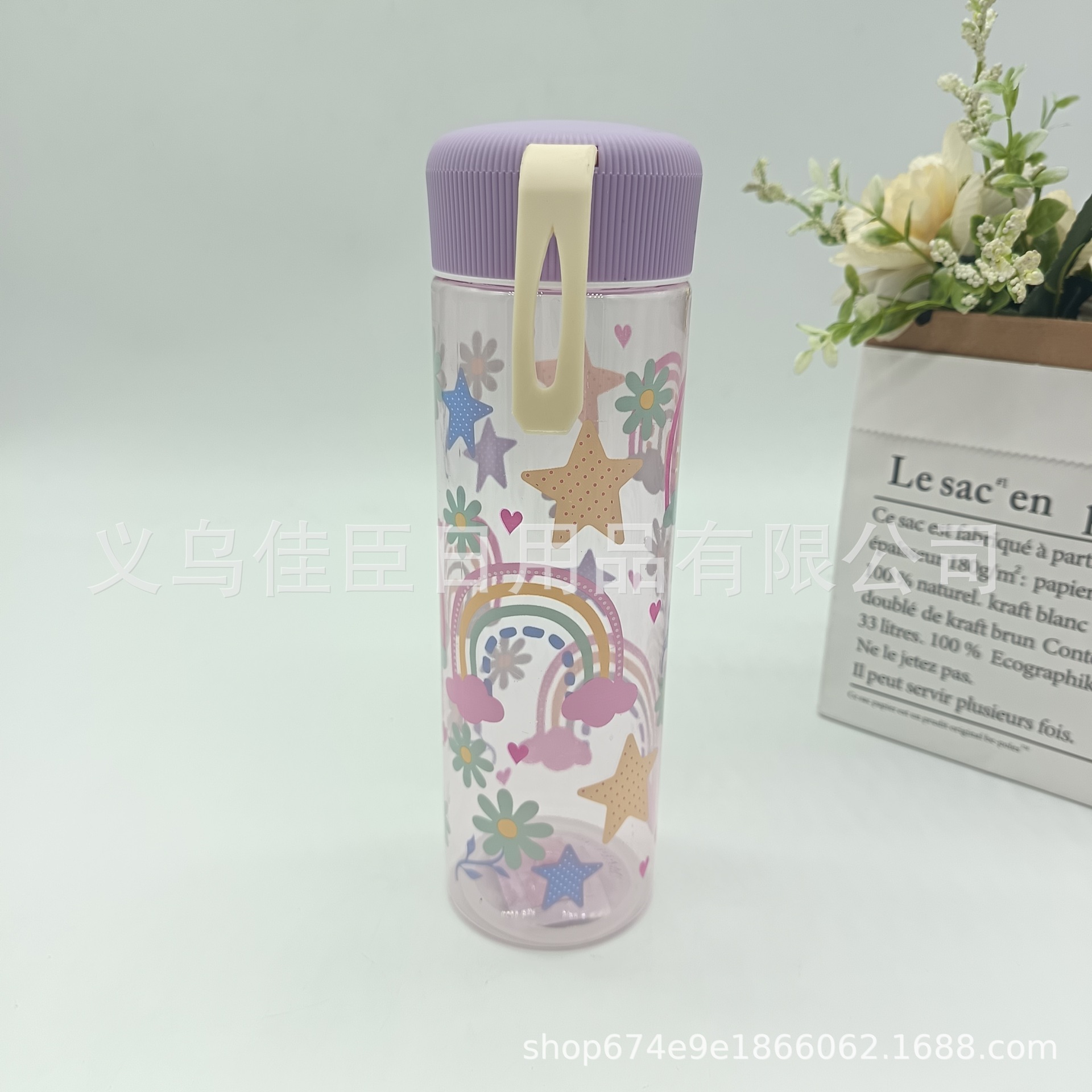 Amazon wholesale summer space cup with screw cap for direct drinking, cute and girlish water cup, portable sports water bottle Specification drawing