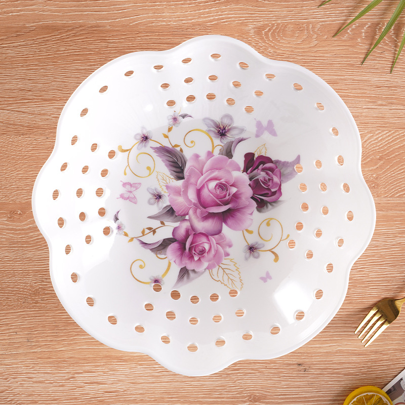 Hollowed-out fruit baskets and fruit plates, melamine imitation porcelain kitchen vegetable baskets, living room kitchen home hollowed-out fruit baskets and fruit plates Specification image