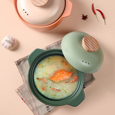 Nordic-style color-blocking clay pot stew pot, household gas open flame high-temperature resistant ceramic fashionable soup pot 煲仔饭 porridge pot Specification image