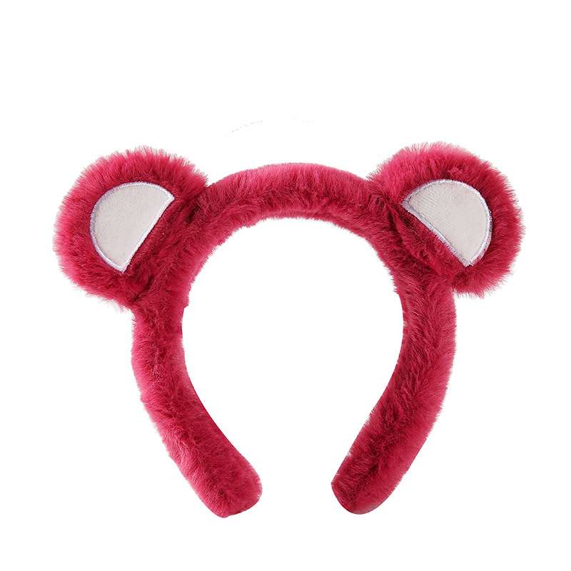 South Korea Cute Plush Strawberry Bear Headband Female Wholesale Ins Wind Advanced Sense Rose Red Pink Ears Face Wash Headband Accessories Application Scenario