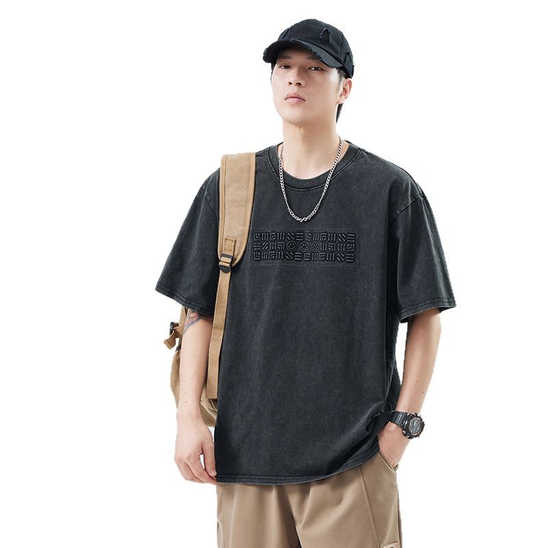 A trendy, loose and versatile short-sleeved T-shirt for men's summer 2026, a new washable T-shirt for men's wear Item Picture