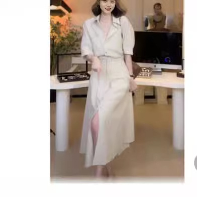 女装苎麻刺绣/棉麻女衬衣/JK裙/女装女短袖时尚/真皮皮衣产品图