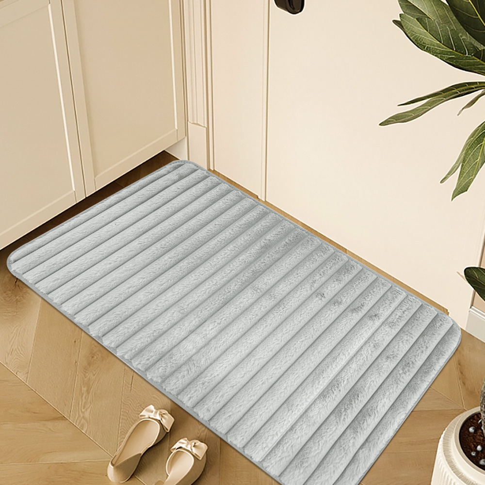 条纹兔毛地垫洗手间门垫进门家用卧室小地毯厨房垫浴室吸水脚垫