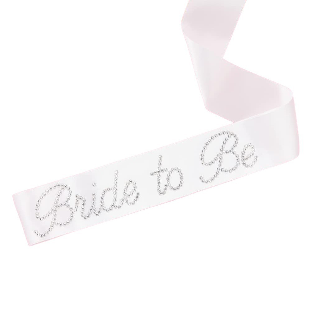 Cross-border bride-to-be shoulder strap: Birde to be, rhinestone ribbon, satin ribbon, Shein TEMU label Specification image