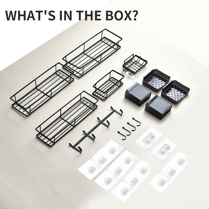 Cross-border new bathroom storage rack, wall-mounted bathroom, no need for drilling, iron toiletries, toilet storage rack Application Scenario