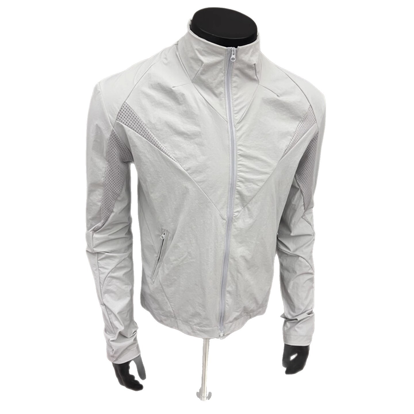 Black three-proof stand-up collar sun-protective clothing for men, summer mesh breathable quick-drying thin jacket, sports outdoor cycling raincoat Item Picture