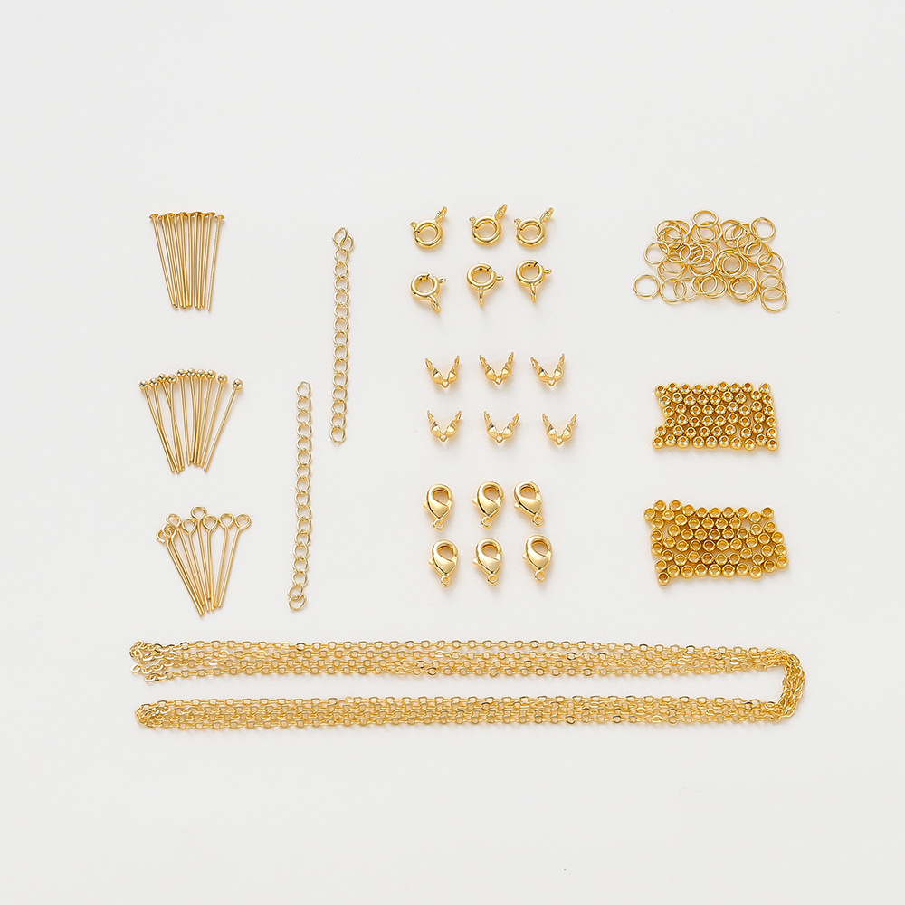 14K18k Copper Plated Gold Preserving Color Flat Head Needle Spherical Needle Positioning Copper Bead Buckle Lobster Buckle Open Ring O-Chain Item Picture