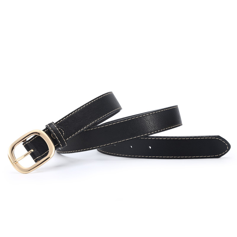 Women's belt with pin buckle, fashionable waist seal, casual double-line women's belt, cinched waist, Korean style, versatile decoration Item Picture