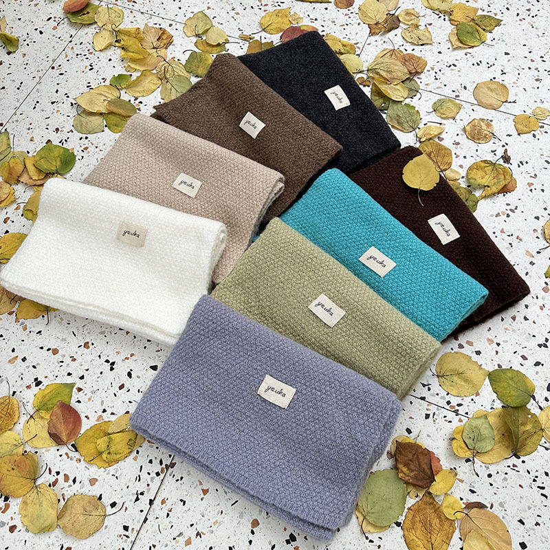 Factory Wholesale Winter New South Korean Knitted Thick Warm Scarf For Men And Women Of The Same Solid Color Wool Scarf details Picture