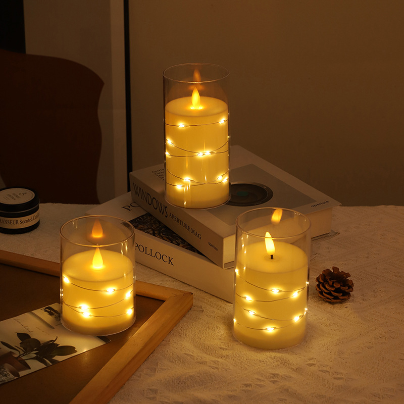 2024 New Electronic Candle Light Halloween Party Light String Decoration Acrylic With Cup Candle Wedding Decoration details Picture
