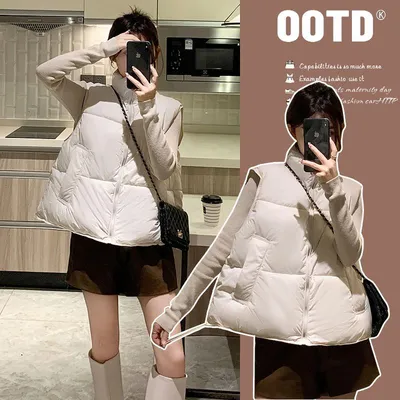 Pregnant Women Vest Coat Autumn And Winter Loose Warm Padded Coat Padded Coat Winter Thick Collar Short A Word Big Belly