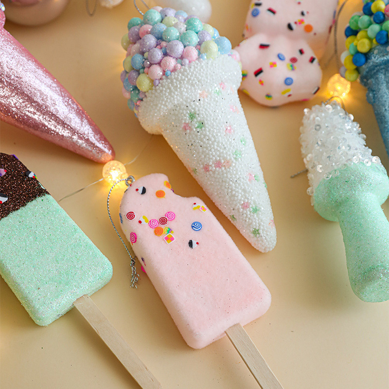 New Christmas creative pendant, ice cream model, cute dessert prop decoration, Christmas tree decoration small pendant Specification image