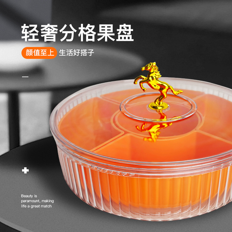 Plastic snack trays with LIDS, dried fruit trays, dust-proof, transparent and visible living room, high appearance level, light luxury, direct contact with food