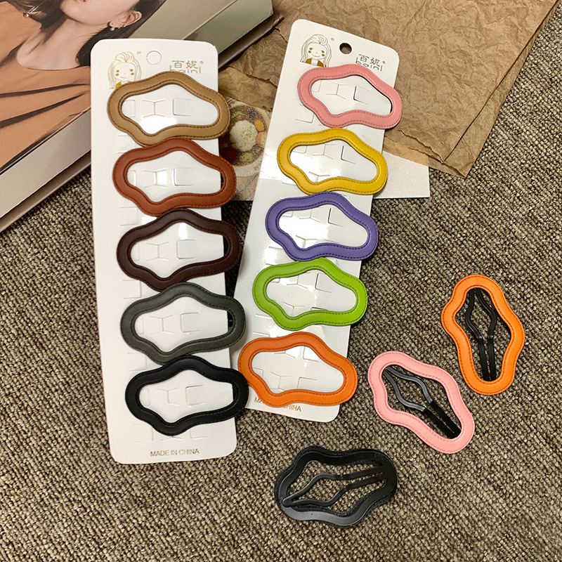 New leather hollowed-out cloud bb clip, back of the head hair clip, forehead bangs clip, simple hair clip, headwear and broken hair clip