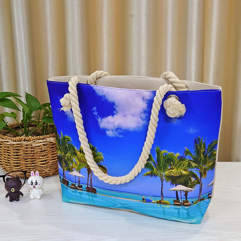 Canvas Beach Bag Women's Tote Bag With Bottom, No Side Shoulder Sports Tote Large Capacity Canvas Bag Specification drawing