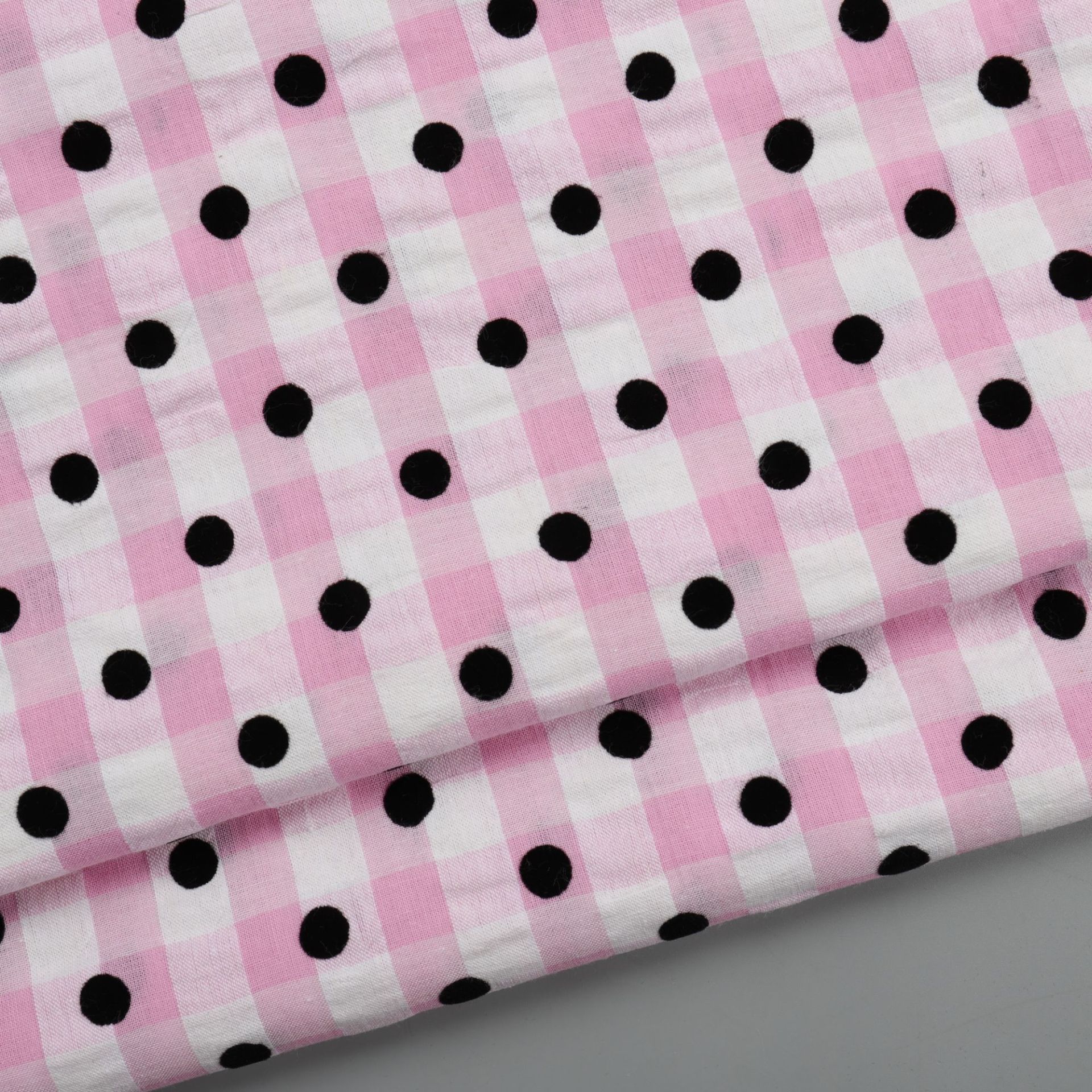 Tc Sunrise Grid Pink Bubble Grid Spring Summer Shirt Dress Hair Accessories Polka Dot Flocking Decorative Fabric In Stock