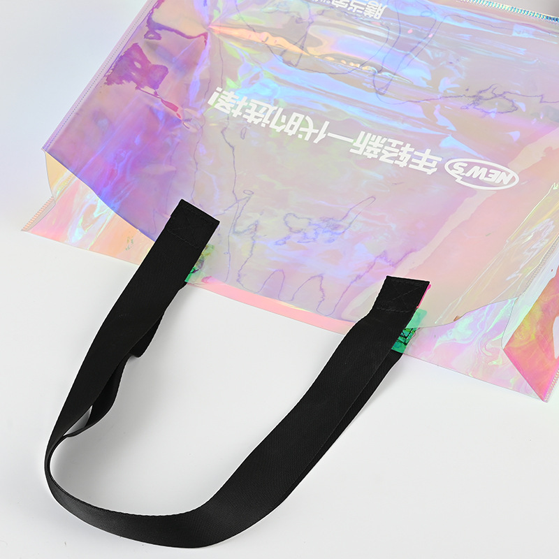 Transparent plastic jelly handbag, tpu laser iriered clothing shopping bag, pvc gift bag can be printed with logo Specification drawing