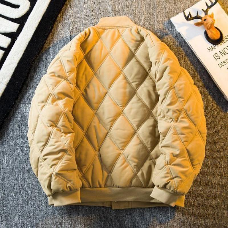 High-End Diamond-Shaped Checkered Cotton-Padded Jacket Winter Thickened Japanese Retro Trend Casual Baseball Clothes Warm Cotton-Padded Coat Men Specification drawing