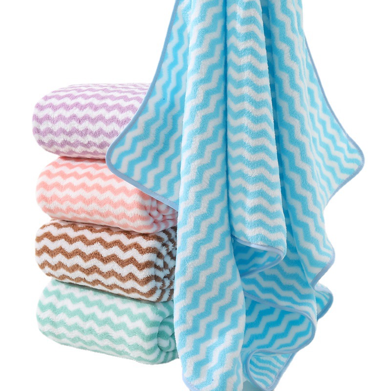 Wholesale Coral Velvet Bath Towel Absorbent Towel Increase Thickened Water Corrugated Wrap Gift Foreign Trade Household Can Be Hair Item Picture