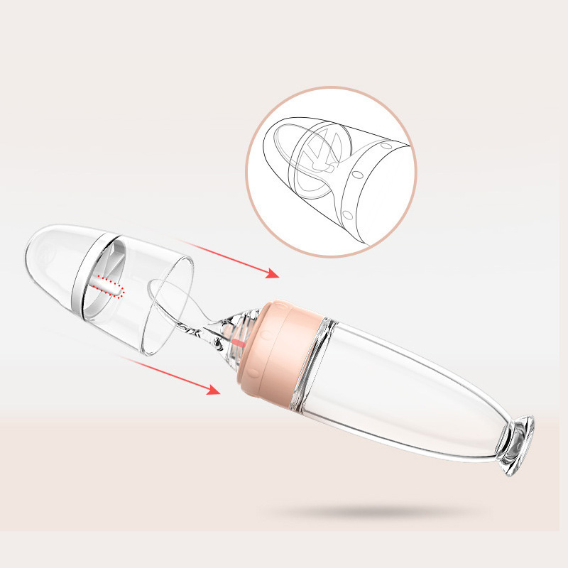 New baby and maternity products: Baby squeezing rice porridge bottle, rice porridge spoon, complementary food feeder, food-grade silicone soft head details Picture