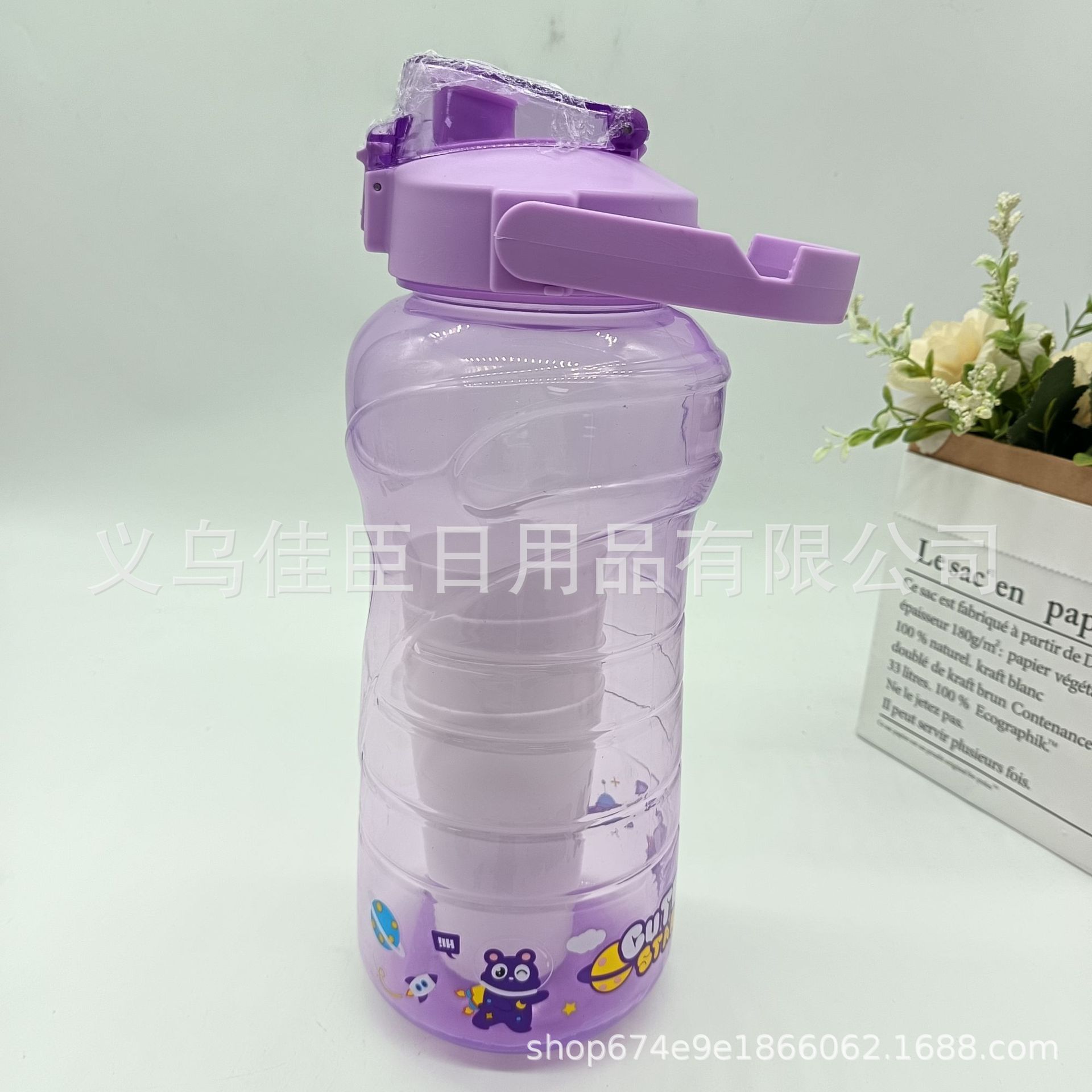 Large-capacity ton-ton bucket for outdoor camping, large capacity with 4 student water bottles, space cups, jumping lid, direct drinking straw details Picture