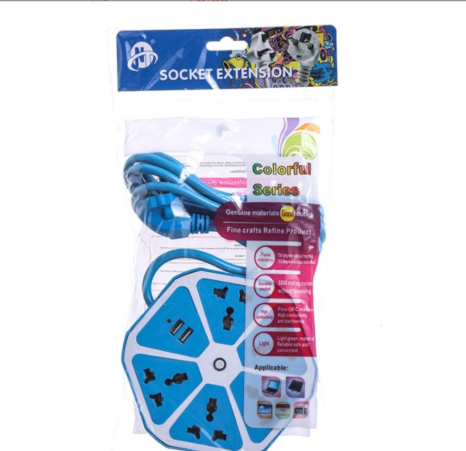 Factory wholesale fruit 4USB socket box lemon tray Indonesian European regulation 2 meters color Specification drawing