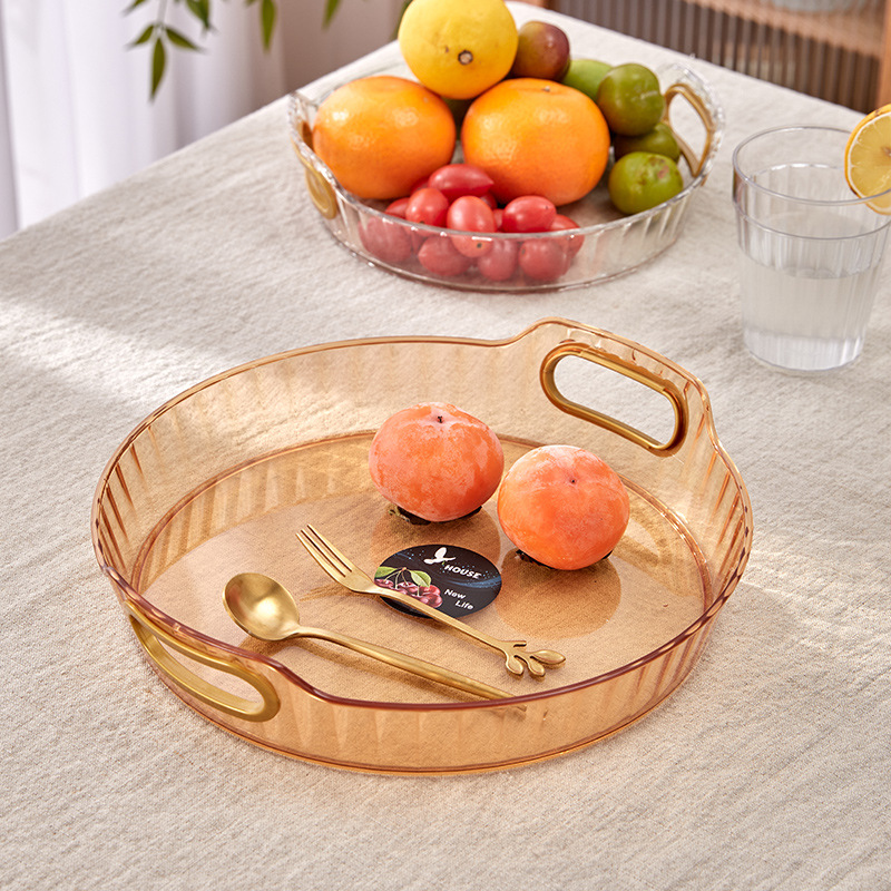 Tea tray household light luxury small living room tea cup tray round tea table cold water cup display tray storage tray fruit tray full figure