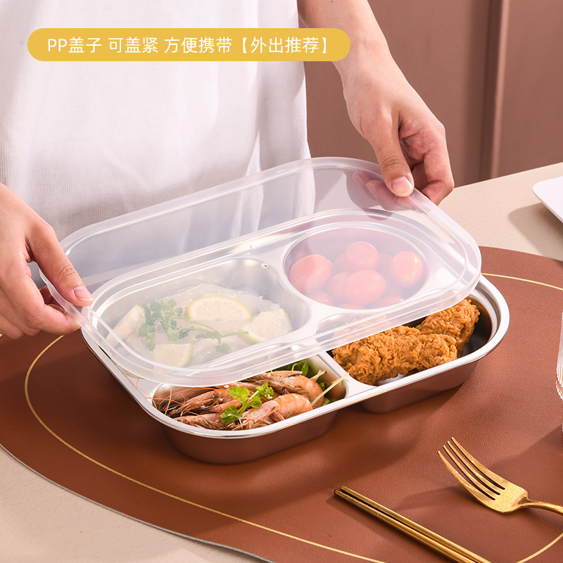 304 Stainless Steel Plate Thickened And Deepened Partition Plate Students Children Dining Hall Tableware Food Grade Plate Application Scenario