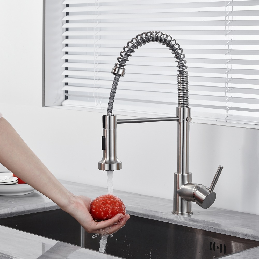Cross-border spring faucet, bathroom and kitchen faucet, cold and hot spring, American-style faucet, telescopic, universal and rotatable Specification drawing
