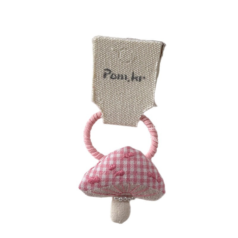 New Korean-style cartoon sweet hair band, children's fabric high-elasticity bow hair band, double ponytail mushroom hair accessory for women Item Picture