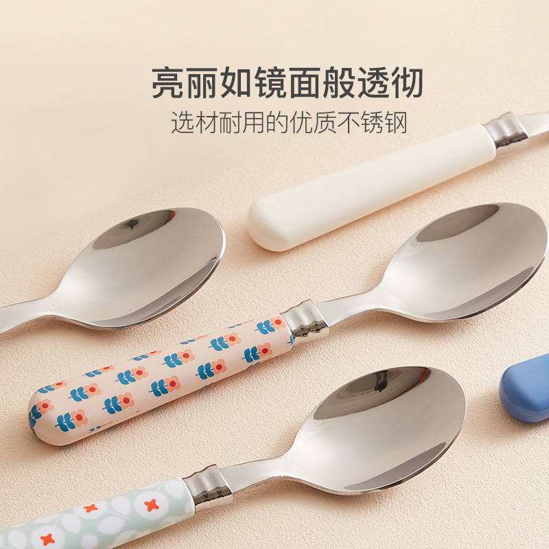 xyft勺子儿童不锈钢勺家用宝宝吃饭餐勺甜品勺冰激凌个性汤匙
