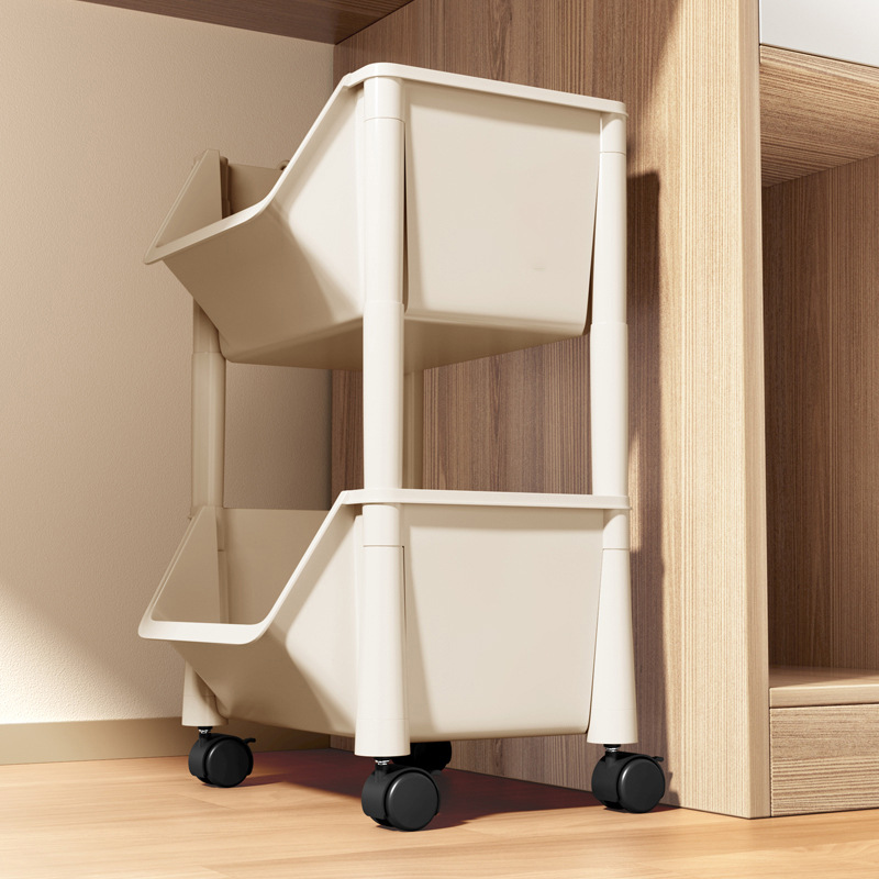 Household trolley storage rack, floor-standing multi-layer student book storage and organization, mobile large-capacity storage rack