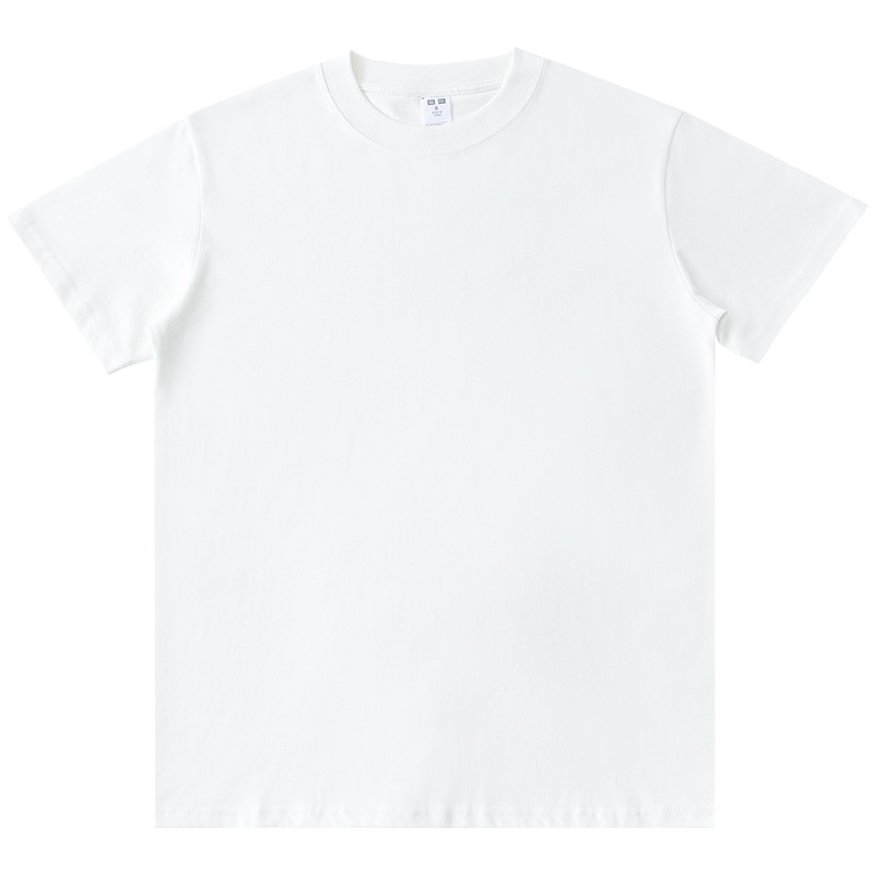 230G short-sleeved T-shirt for men, pure cotton round neck, high-quality solid color loose, heavy combed cotton base layer, trendy brand summer Item Picture