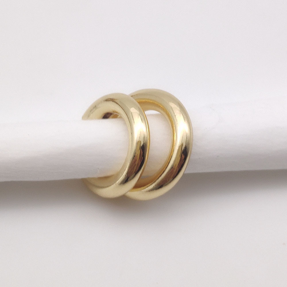 Punk asymmetrical metal ear clips, double round ear bone clips, women's C-shaped ear bone clips, earrings and jewelry wholesale Specification image