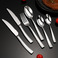 刀叉勺套装304不锈钢方柄锤纹牛排刀叉西餐勺餐刀甜品叉勺咖啡勺产品图