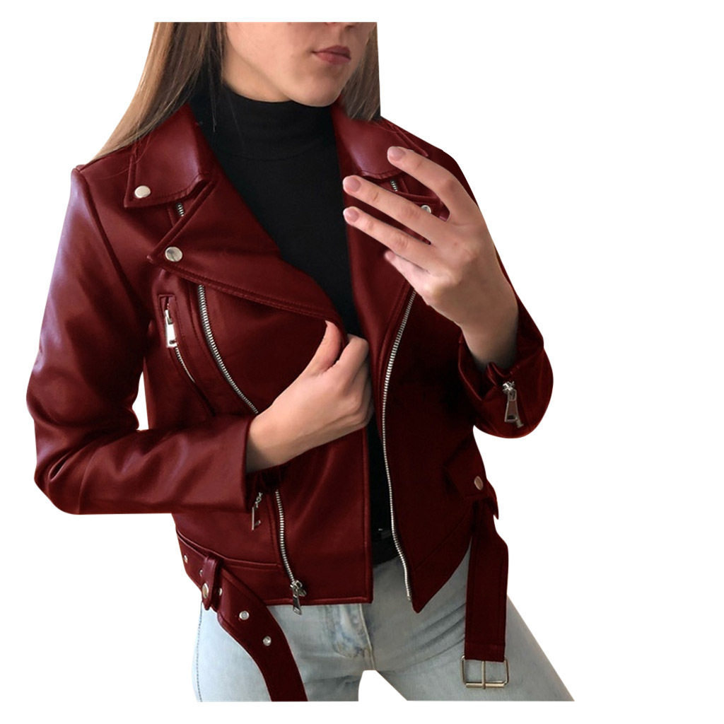 Leather jacket for women 2024 new top, autumn short style, spring Korean version PU motorcycle jacket, slimming and form-fitting, winter leather jacket Specification image