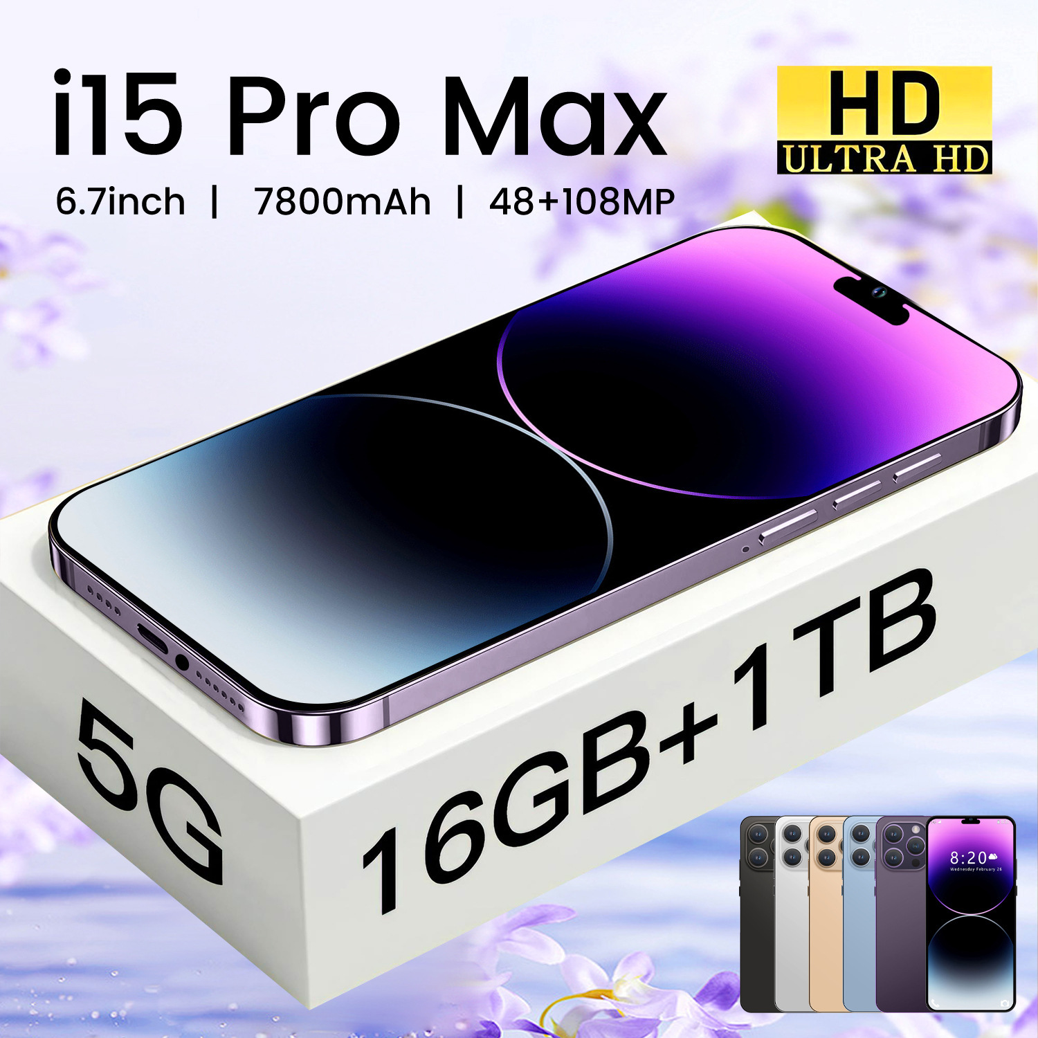 Southeast Asia cross-border smart phone I15 Pro Max6.7 inch Android system 1+16 Specification drawing