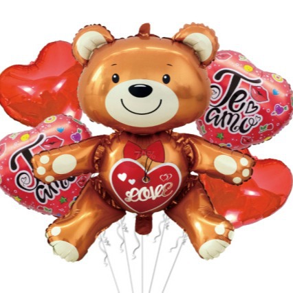 New cross-border aluminum film balloon set, Little Bear Spanish "I Love You" Valentine's Day wedding party decoration, business climate ball details Picture