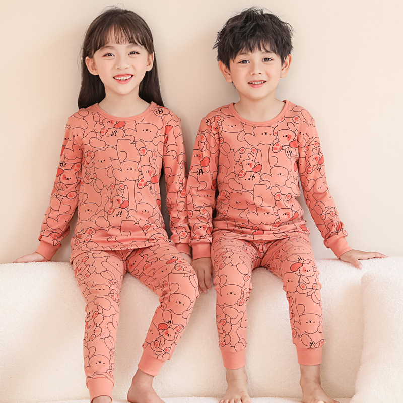Boys' thermal underwear and long Johns, children's underwear set, girls' pure cotton spring and autumn all-cotton, girls' pajamas, cotton sweaters Specification image