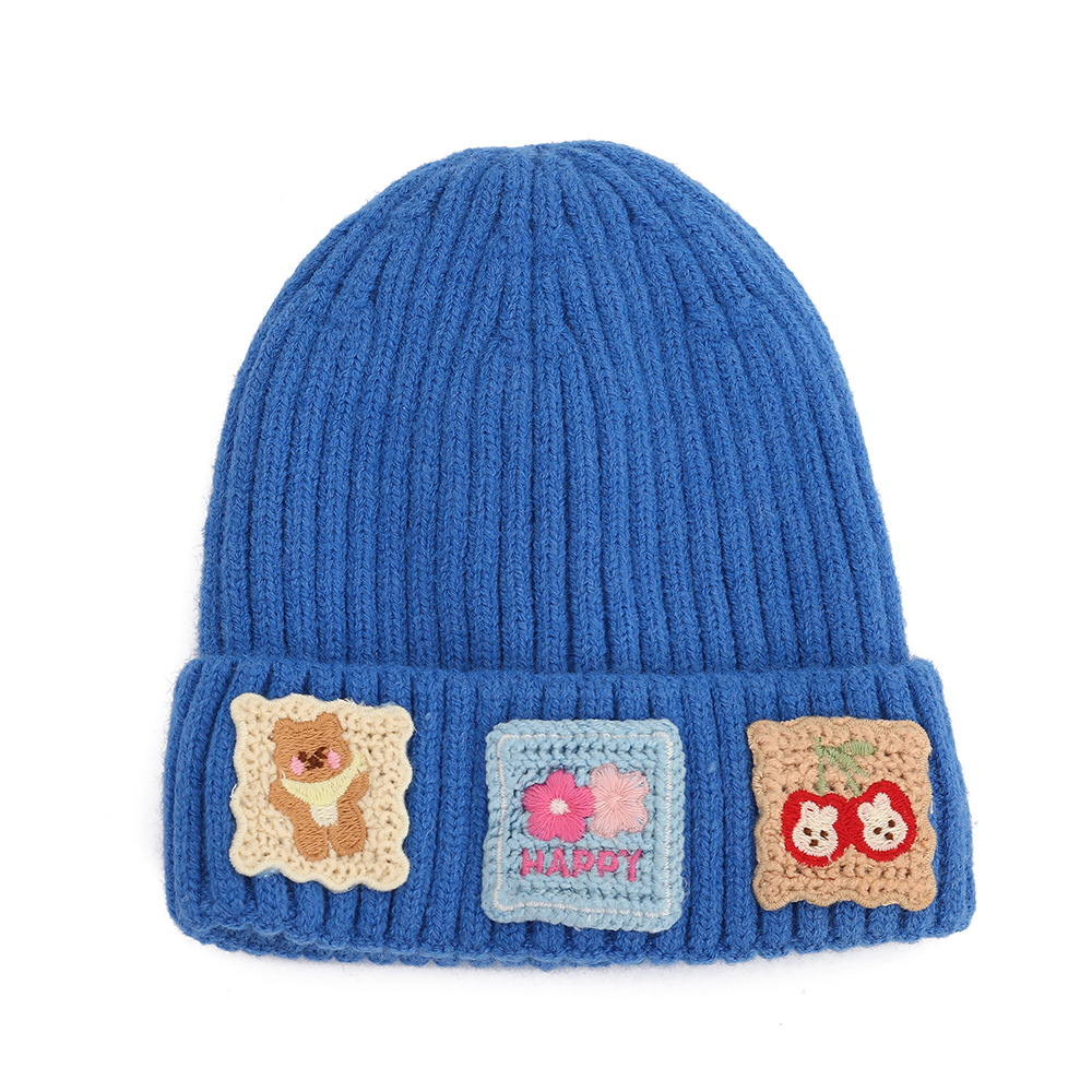 Baby Hat Autumn/Winter Children's Woolen Hat Cartoon Bear Flower Cherry Hat Warm Knit Hat For Baby Boys And Girls Item Picture