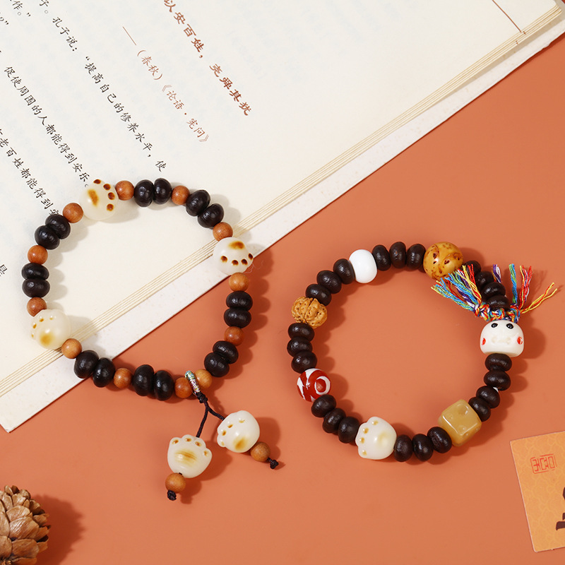 Little Red Book Men And Women's Same Bowl Bowl Cat Claws Hand String Buddha Beads Play Steamed Bun Boy Dobby Bracelet Single Circle Disc Play details Picture